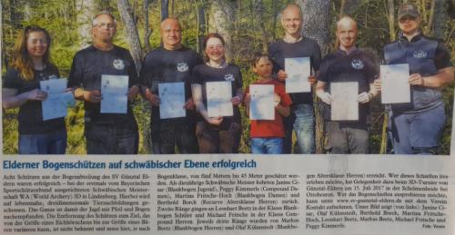 Bezirksmeisterschaft WA 3D MM Zeitung 2017