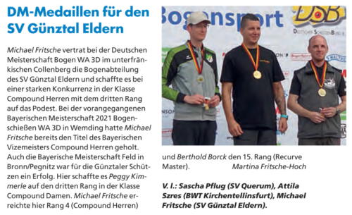 Deutsche Meisterschaft 3D Bayer. Schützenzeitung 11/2021