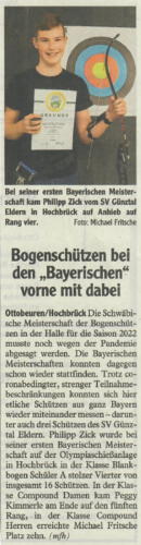 Bayerische Meisterschaft HalleMM Zeitung 04.02.2022